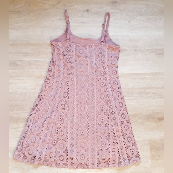 Aeropostale Lace Button-Front Fit & Flare Dress - Size Medium Pink - Picture 11 of 13